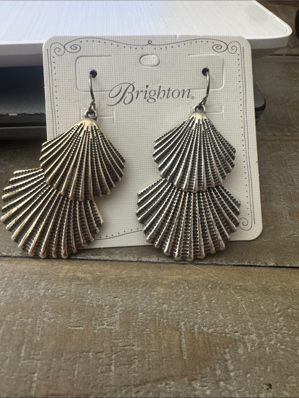 Brighton Silver Shell Layered Drop Earrings